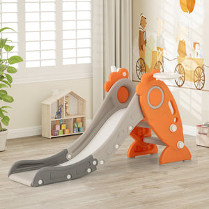 4 in 1 Indoor Slide for Kids Age 3+ Years with Basketball Hoop and Rings