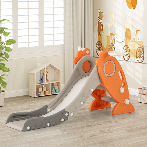4 in 1 Indoor Slide for Kids Age 3+ Years with Basketball Hoop and Rings