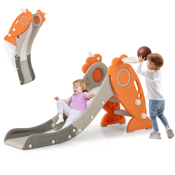 4 in 1 Indoor Slide for Kids Age 3+ Years with Basketball Hoop and Rings