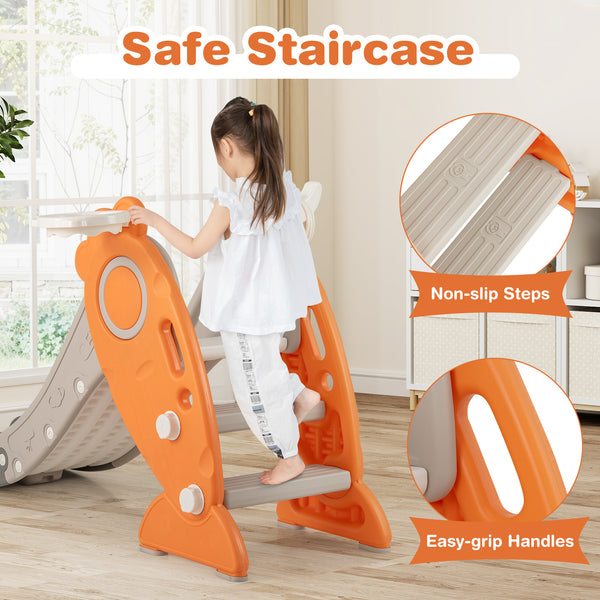 4 in 1 Indoor Slide for Kids Age 3+ Years with Basketball Hoop and Rings