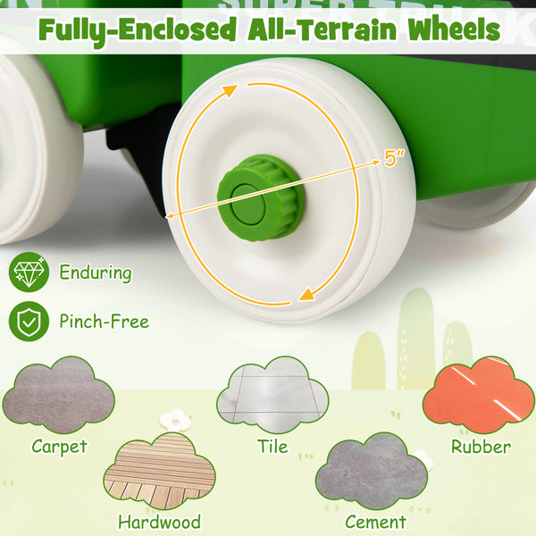 4 in 1 Ride on Push Car with Music and Under-Seat Storage for Boys Girls