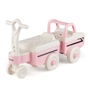 4 in 1 Ride on Push Car with Music and Under-Seat Storage for Boys Girls