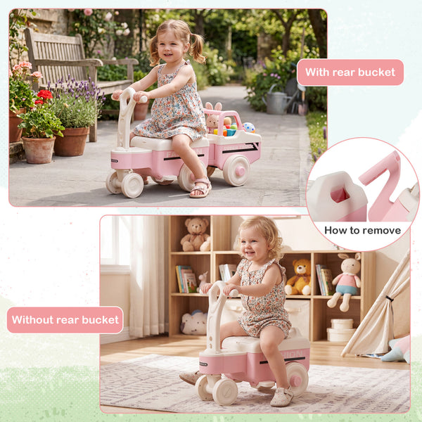 4 in 1 Ride on Push Car with Music and Under-Seat Storage for Boys Girls