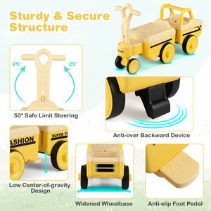 4 in 1 Ride on Push Car with Music and Under-Seat Storage for Boys Girls