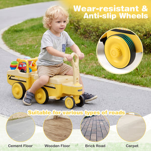 4 in 1 Ride on Push Car with Music and Under-Seat Storage for Boys Girls