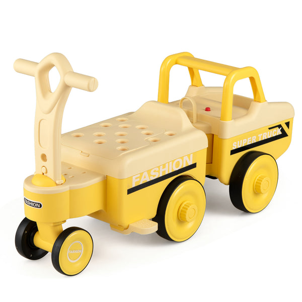 4 in 1 Ride on Push Car with Music and Under-Seat Storage for Boys Girls