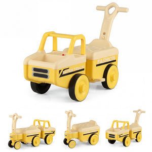 4 in 1 Ride on Push Car with Music and Under-Seat Storage for Boys Girls