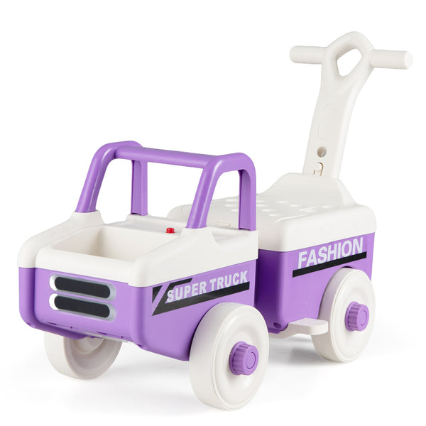 4 in 1 Ride on Push Car with Music and Under-Seat Storage for Boys Girls