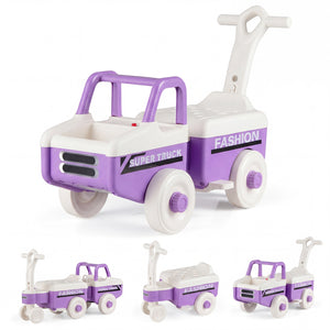 4 in 1 Ride on Push Car with Music and Under-Seat Storage for Boys Girls