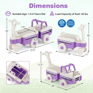 4 in 1 Ride on Push Car with Music and Under-Seat Storage for Boys Girls