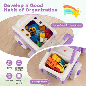 4 in 1 Ride on Push Car with Music and Under-Seat Storage for Boys Girls