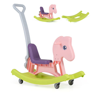 4-in-1 Rocking Horse for Toddlers Ages 12M+ with 4 Universal Wheels