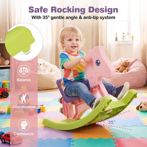 4-in-1 Rocking Horse for Toddlers Ages 12M+ with 4 Universal Wheels