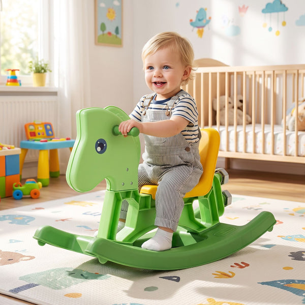 4-in-1 Rocking Horse for Toddlers Ages 12M+ with 4 Universal Wheels