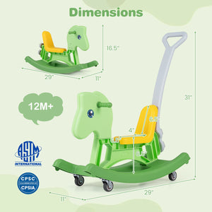 4-in-1 Rocking Horse for Toddlers Ages 12M+ with 4 Universal Wheels