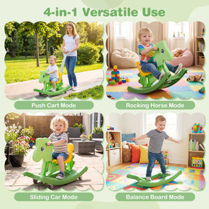 4-in-1 Rocking Horse for Toddlers Ages 12M+ with 4 Universal Wheels