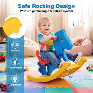 4-in-1 Rocking Horse for Toddlers Ages 12M+ with 4 Universal Wheels