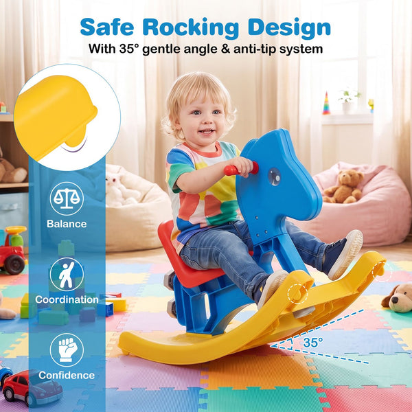 4-in-1 Rocking Horse for Toddlers Ages 12M+ with 4 Universal Wheels