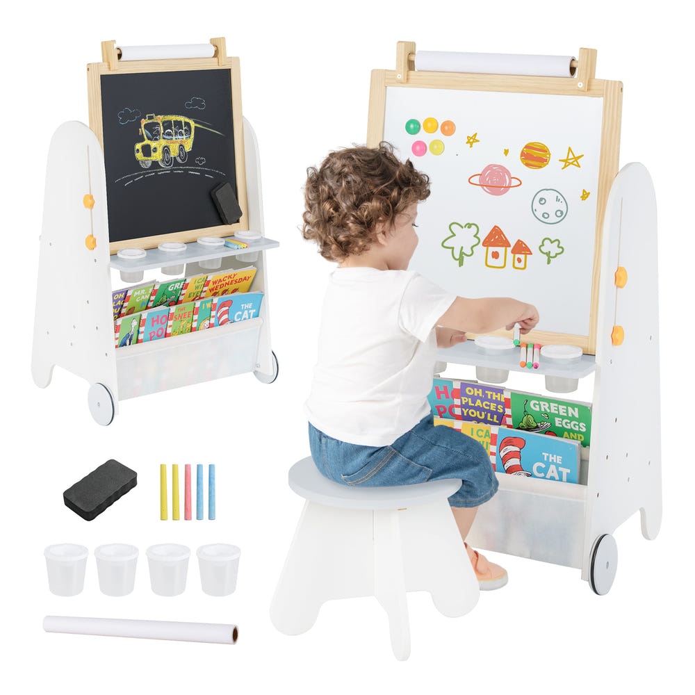 4-in-1 Toddler Activity Table Set with Magnetic Whiteboard and Chalk Board