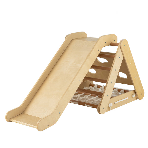 4 in 1 Triangle Climber Toy with Sliding Board and Climbing Net