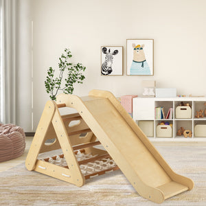 4 in 1 Triangle Climber Toy with Sliding Board and Climbing Net