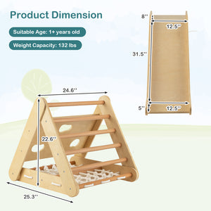 4 in 1 Triangle Climber Toy with Sliding Board and Climbing Net
