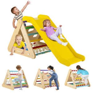 4 in 1 Triangle Climber Toy with Sliding Board and Climbing Net