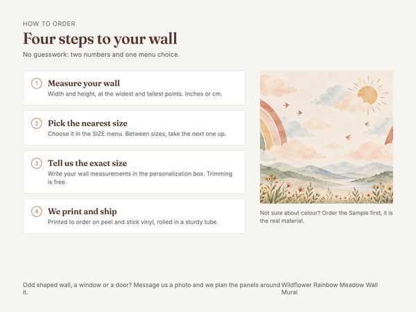 Watercolor Wildflower Rainbow Meadow Wall Mural, image 5