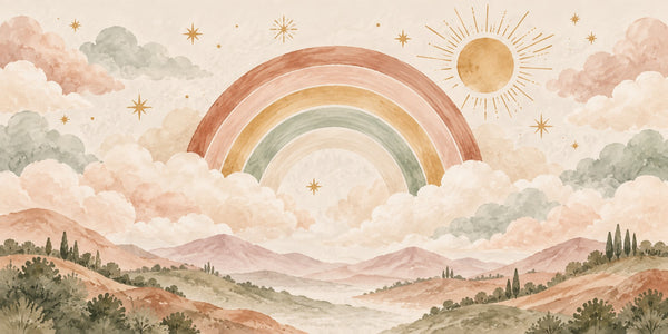 Watercolor Starry Rainbow Dreamland Wall Mural, image 2