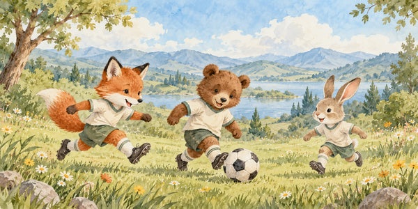 Watercolor Animal Soccer Team Wall Mural, image 3