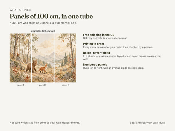 Watercolor Bear and Fox Walk Wall Mural, image 7