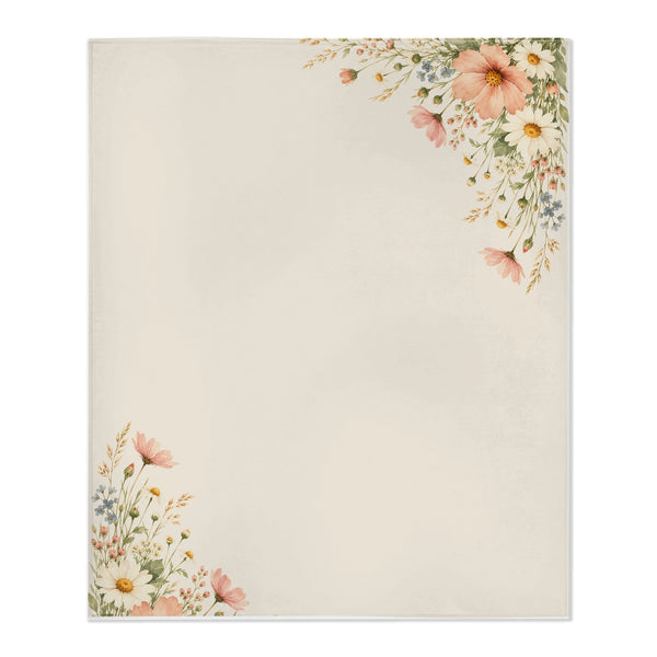 Personalize the Wildflower toddler minky blanket in cream with your baby's name