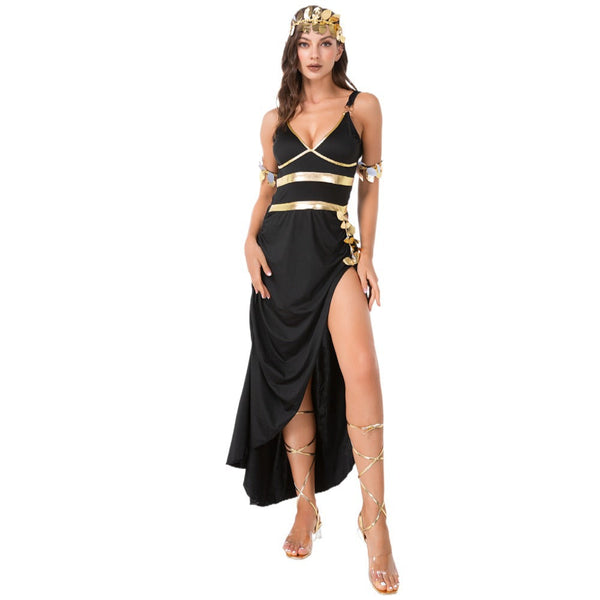 Halloween Cleopatra Costume Black Evening Dress
