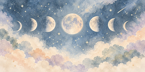 Watercolor Moon Phases Wall Mural, image 3