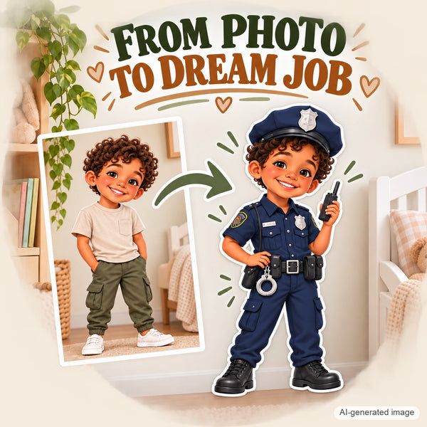 Personalized Police Officer Wall Decal from Photo, Dream Job Sticker, image 4