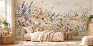 Watercolor Lavender Bunny Wall Mural, image 2