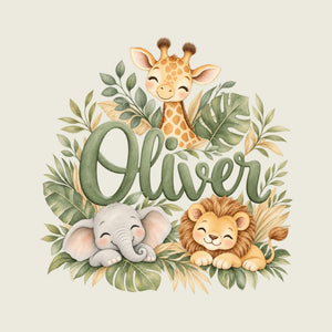 Personalised Safari Animals Name Wall Decal, image 1