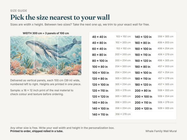 Watercolor Whale Family Ocean Wall Mural, image 5