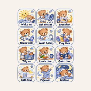 Space Bear Daily Routine Wall Decals, Set of 12, image 3