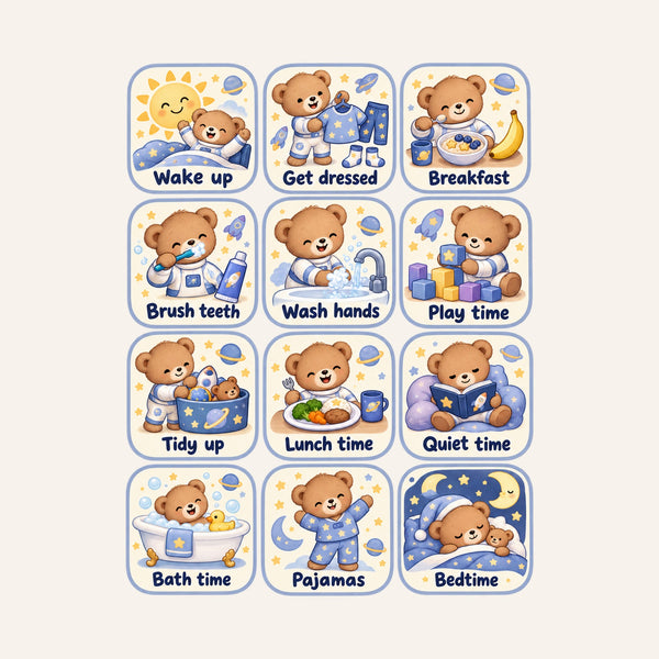 Space Bear Daily Routine Wall Decals, Set of 12, image 3