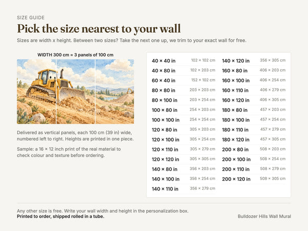 Watercolor Bulldozer Hills Wall Mural, image 5