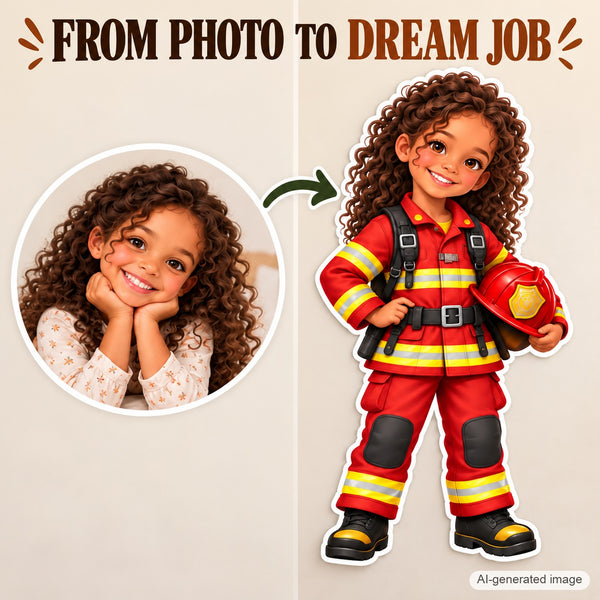 Personalized Firefighter Wall Decal from Photo, Dream Job Sticker, image 3