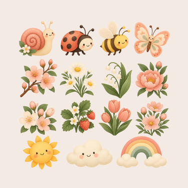 Peach Blossom Garden Wall Decals, Set of 15, image 1