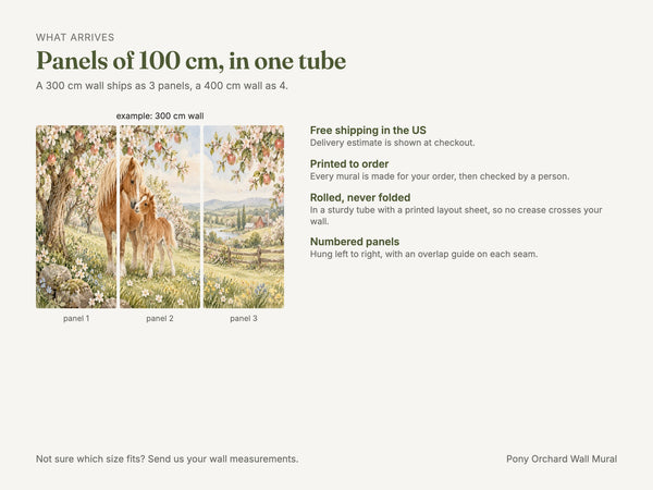 Watercolor Pony Orchard Farm Wall Mural, image 8