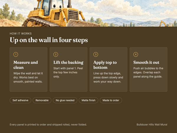 Watercolor Bulldozer Hills Wall Mural, image 9