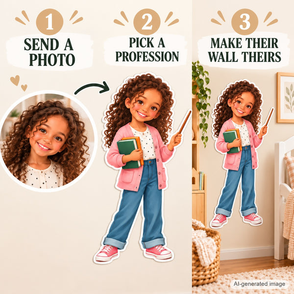 Personalized Teacher Wall Decal from Photo, Dream Job Sticker, image 8
