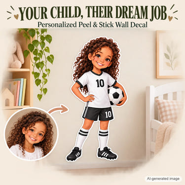 Personalized Soccer Player Wall Decal from Photo, Dream Job Sticker, image 1