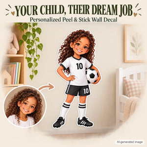 Personalized Soccer Player Wall Decal from Photo, Dream Job Sticker, image 1