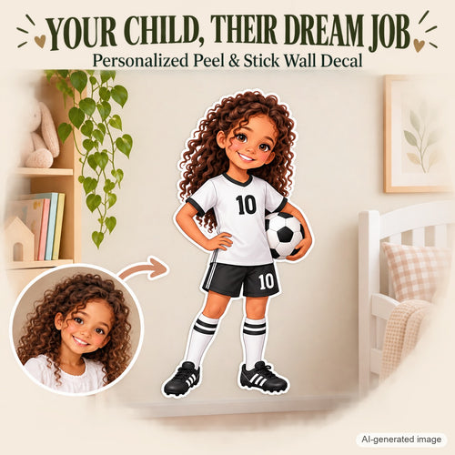Personalized Soccer Player Wall Decal from Photo, Dream Job Sticker, image 1