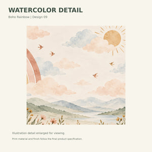Watercolor Wildflower Rainbow Meadow Wall Mural, image 3